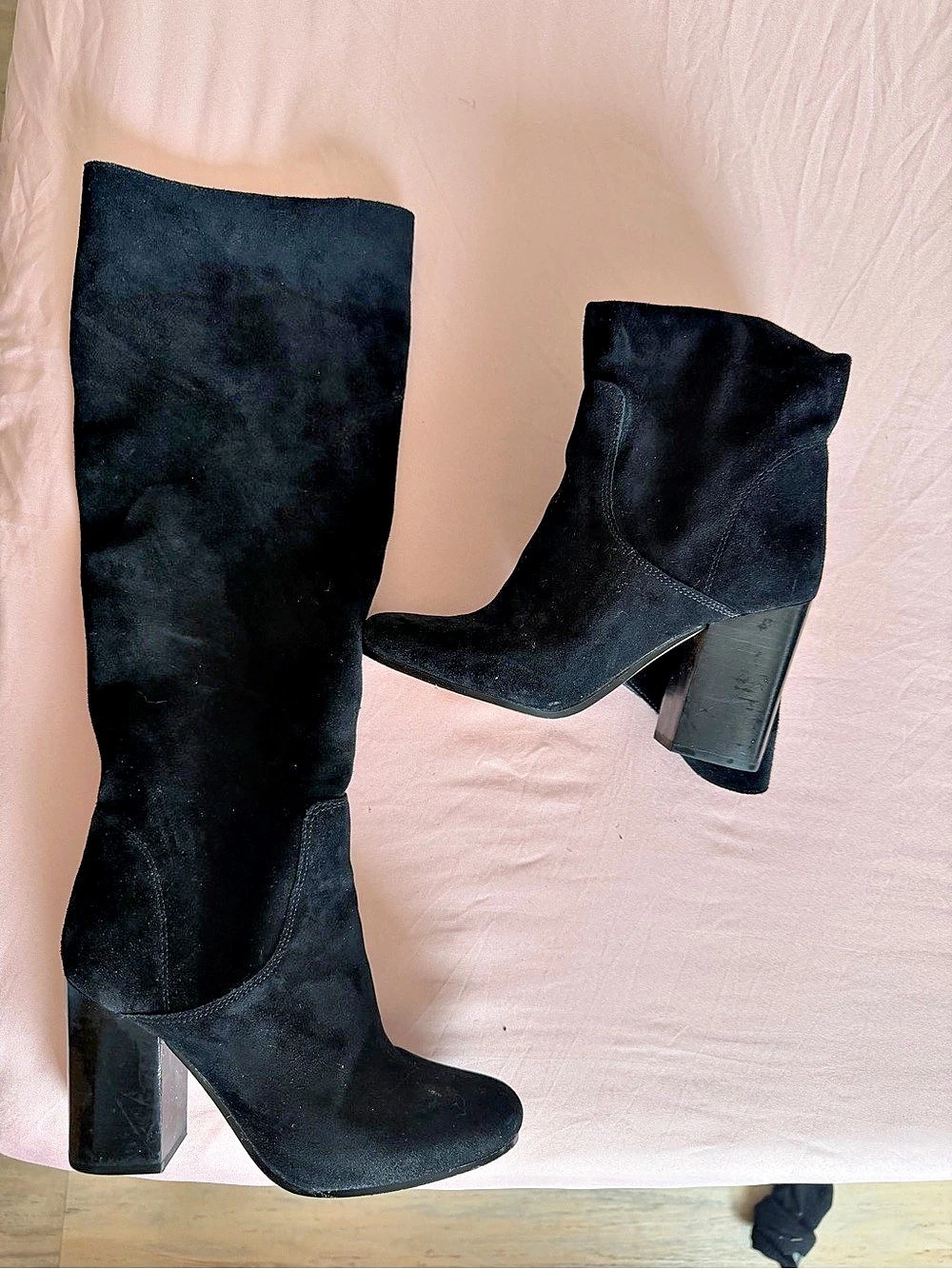 Women's Black Over-the-Knee Block Heel Boots